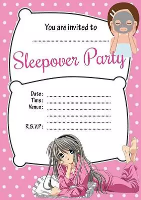 Childrens Sleepover Invites Slumber Party Invitations Kids  Pink Girls • £4.99