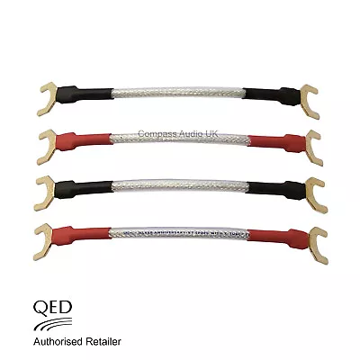 QED Silver Anniversary XT Speaker Cable 10cm JUMPER LINKS Spade X 8 - Set Of 4 • £10.95