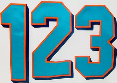 Miami Dolphins Team Issued Aqua & Orange 4 1/4  Football Jersey Numbers 0-9  • $1.95