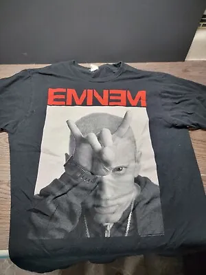 Eminem Devil Horns Print Mens XL Black Short Sleeve Crewneck T-Shirt • $14.70