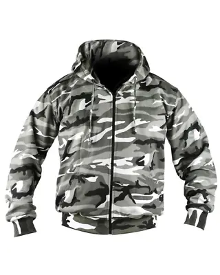 Mens Urban Camouflage Tactical Hoodie Army Combat Hooded Sweatshirt Full Zip Top • £17.99