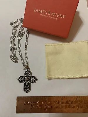 $275 • Buy Retired James Avery Sterling Silver/14k Oxidized Cross And 20” JA Necklace