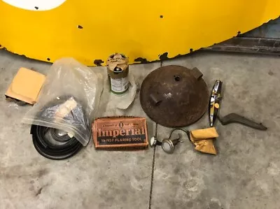 $49.95 • Buy LARGE LOT Vintage CAR PARTS Fork Mount Headlight Trunk Hinges Wheel Spokes OLD