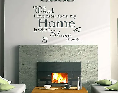 What I Love Most About My Home.. Quote Stickers Wall Decals Living Room/Bedroom. • £5.99