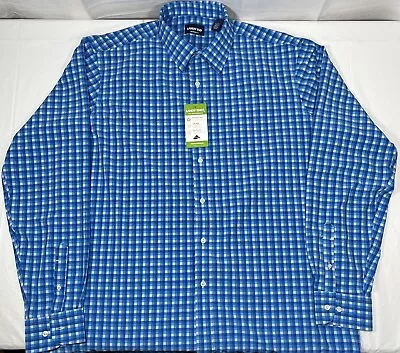 Lands End Long Sleeve No Iron Shirt Blue Plaid Mens XL 17-17.5 36-37 NWT • $29.98