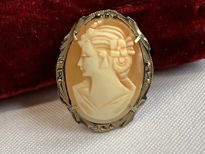 Vtg 800 Silver Cameo Pin / Pendant Combo 4.09g Fine Jewelry Marcasite Brooch • $39.95