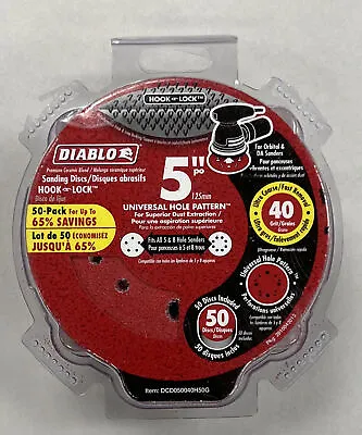 Freud DCD050040H50G Diablo Random Orbit Sanding Disc 5 In Dia 40 Grit 50 PK • $18.90