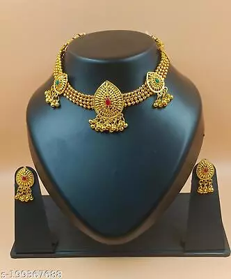 Indian Bollywood Gold Plated Choker Necklace Ethnic Party Jewelry Set • $15.17