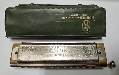 Vintage M.Hohner Super Chromonica 270 Harmonica With Original Green Case. • $35