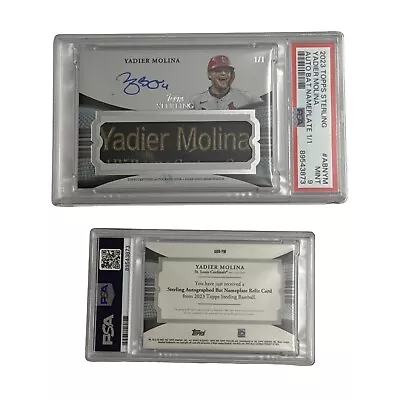 2023 Yadier Molina Topps Sterling Autograph Bat Nameplate 1/1 #ABNYM PSA MINT 9 • $12999.99