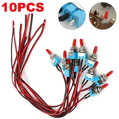 10PCS SET SPST Mini Toggle Switch Wires On/Off Metal Small Automotive Car Truck • $10.48