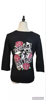 Wheels & Dollbaby Size 10 Black Printed Rockabilly Fitted Vintage 90's Cardigan • $53.97