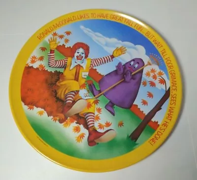 Vintage 1977 McDonalds Ronald McDonald Autumn Fall Grimace Plastic Plate • $12.99