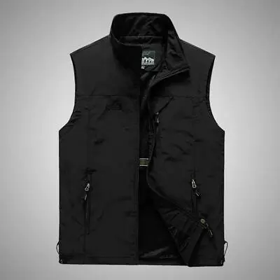 Mens With Pockets Zipper Vest Men Casual Sleeveless Sport Tops Mesh Lining • $21.50