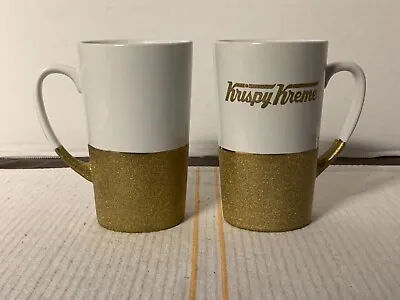 KRISPY KREME DOUGHNUTS Ceramic Coffee Cup / Mug VINTAGE White/Gold • $10