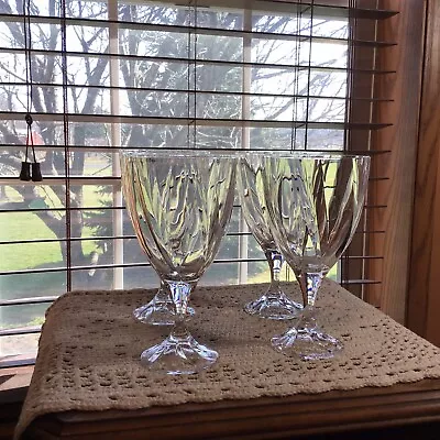 4 Beautiful Mikasa Crystal Impression Optic Swirl Iced Tea Goblets Glasses • $31.49