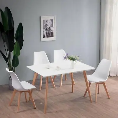 White Dining Table And Chairs Set 4 Seater 6 Seater Dining Room Kitchen • £59.99