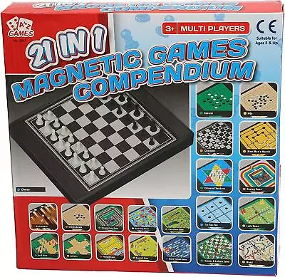 Magnetic Games Compandium 21 In 1 Travel Game Pack Kids Multiplayers Age 3+ • £9.14