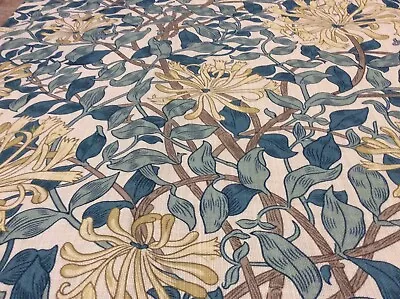 Morris & Co HoneySuckle Teal Soft Lemon A Yard + Length 74.5”x 41.5”/38” $290 Yd • $49