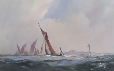 Vic Ellis - Original Oil Painting - Barges Below Shoebury. Essex. • £325