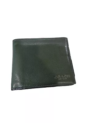Coach Men's Green Pebbled Leather Bifold Wallet • $36.99