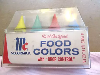 Vintage McCormick Food Colors - 4 Bottles Plastic Box • $10