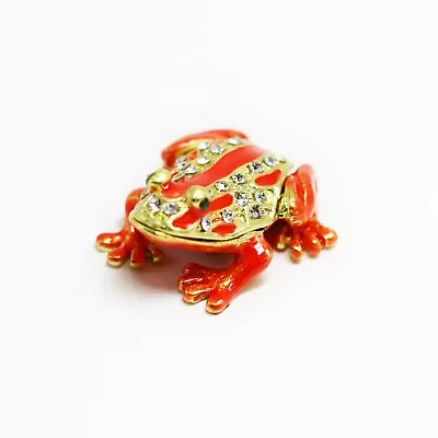 $9.99 • Buy Bejeweled Enameled Animal Trinket Box/Figurine With Rhinestones-Tiny Red Frog