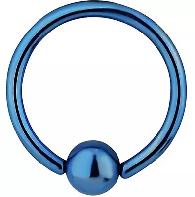 NEW & SEALED - BLUE Small Titanium CBR Captive Bead Ring Universal Piercing • £3