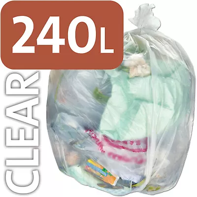 £2.49 • Buy 240L Black Bin Bags Heavy Duty Wheelie Refuse Sacks Strong Liners Rubbish Bag 