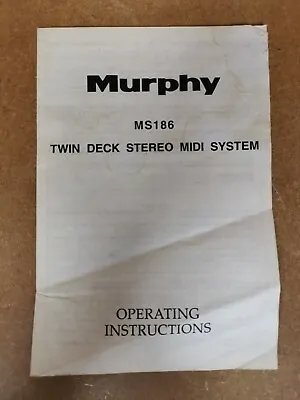 Vintage Murphy MS186 Twin Deck Stereo Midi System Genuine Instruction Manual • £2.99