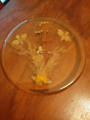 Beautiful Vintage Lucite Trivet Dried Flowers Feet Made Of Plastic Birds   1969 • $9.13