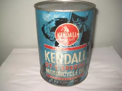 Vintage 1 Quart Kendall GT-1 Special Motorcycle Oil Can Full SAE 30 • $10.95