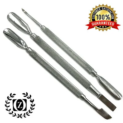 Stainless Steel 3 Pc Set Manicure Pedicure Nail Care Tools Spoon Cuticle Pusher • $9.99