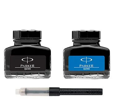 Parker Bottled Ink Quink Bottle 30ml For Fountain Pens - All Colours + Converter • £2.75