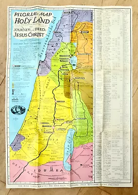 Pilgrim's Map Of The Holy Land Palestine Israel Jerusalem Excellent Condition • $31.57