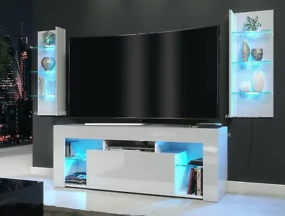 £269.70 • Buy TV Stand Display Cabinets High Gloss White & Matt Living Room Set LED Lights