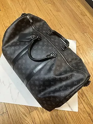 Louis Vuitton Keepall Bandouliere Duffle 55 Black Canvas • $1700