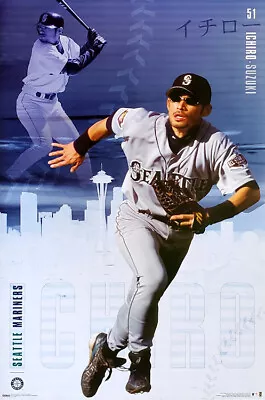 Ichiro Suzuki DOWNTOWN Seattle Mariners 2002 MLB Baseball 22x34 Wall POSTER • $26.99