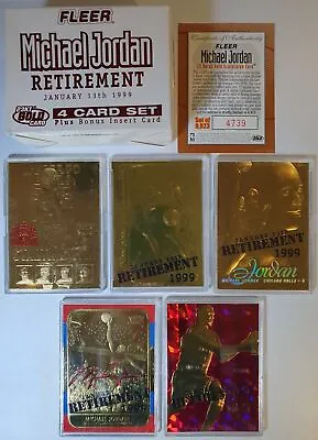 1999 Fleer 23KT Gold Michael Jordan Retirement 4 Card Set + Bonus - Rare • $168.13