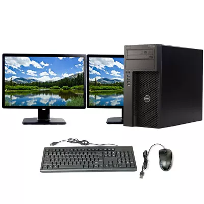 Dell I7 Desktop Computer Up To 16GB RAM 1TB SSD/HDD Dual 22in LCD Windows 10 Pro • $230.39