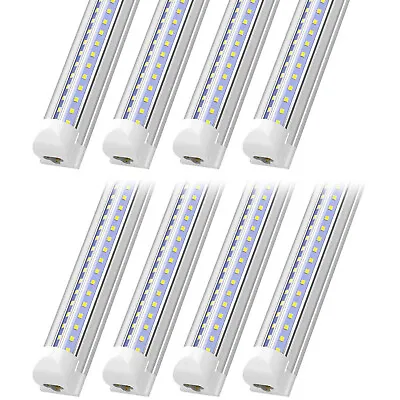 8 Pack LED Shop Light Fixture 72W Linkable T8 8FT Ceiling Tube Light Bulb 6500K • $155.98