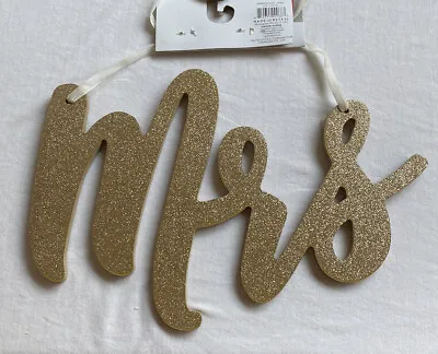 Mr And Mrs Gold Wooden Hanging Sign. Wedding Sign Mr. And Mrs. • $7