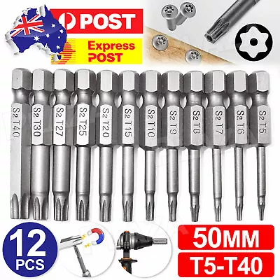 12Pcs Torx Screwdriver Bit Set 50mm Long T5-T40 Star Head Temper Proof Security • $8.85