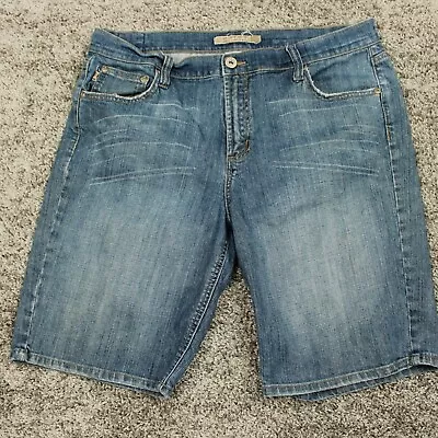 Vintage Z Cavaricci Shorts Womans 14 Blue Denim Jean Mid Rise Faded Stretch Logo • $21.83