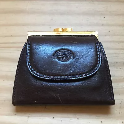 Vintage 1980s Unicorn Women Leather Bifold Wallet W/ Gold Plated Kiss Lock 4.5 L • $9.99