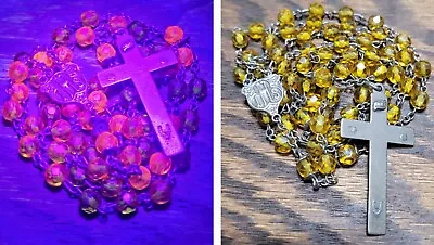Vintage Rosary W/ Glowing Orange Bead Religious Crucifix Catholic Rosaries Lot B • $2.25