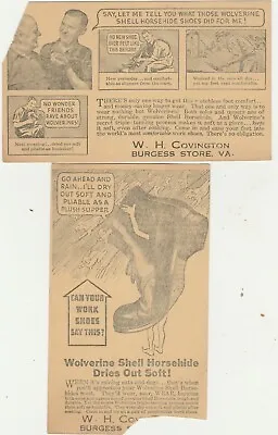 $2.50 • Buy Burgess VA -- C. H. Covington, Burgess Store VA -- 2 Wolverine Shoe Postcards