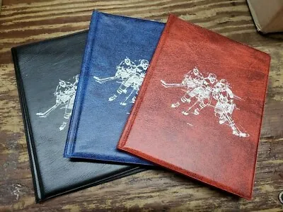 3 Mini Hockey Binded Albums Binders 10pages  - 4 Card Sheets Red Blue Black • $15.96