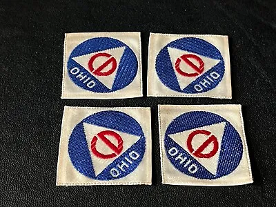4 Vtg Civil Defense Patches ~ Blue Circle White Red ~ Ohio   ~ 1950's ~ NOS ~ • $20