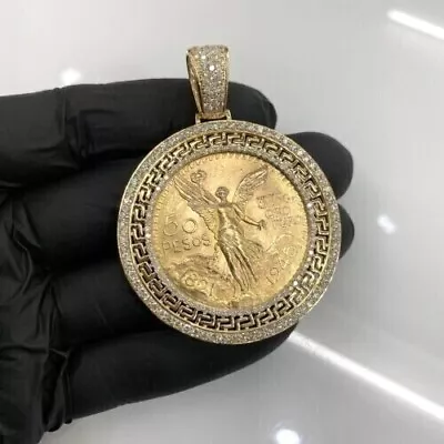 14K Yellow Gold Plated 50 Pesos Centenario 1.60 Ct Round Cut Moissanite Pendant • $159.99